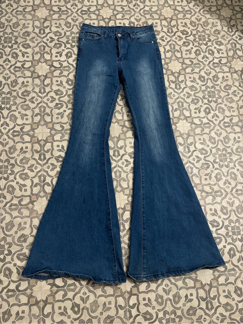SHEIN Dark Blue High-Rise Flare Jeans